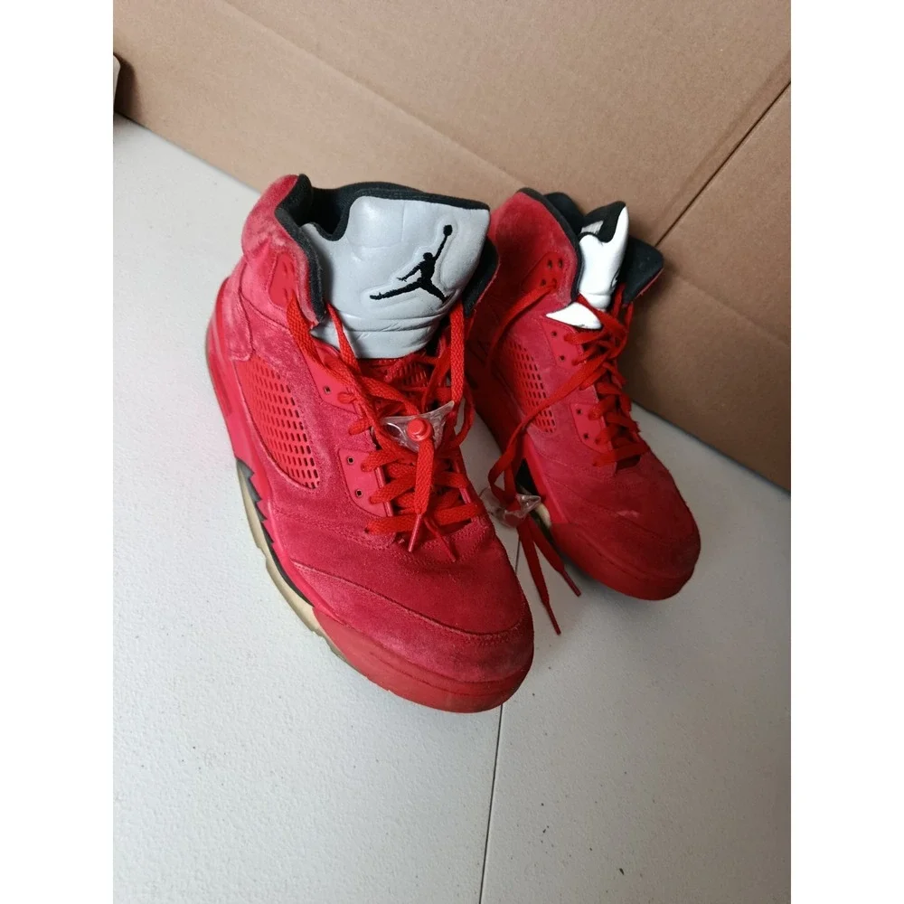 Nike Air Jordan 5 V University-Red-Suede Black Retro 2017 Sneakers Mens 12